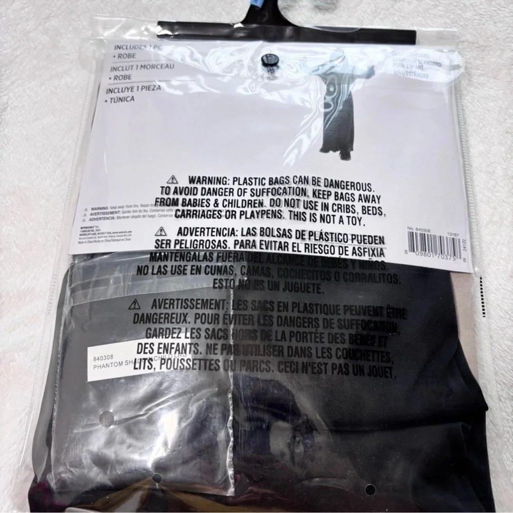 Shadow Phantom Robe Halloween Costume Child standard‎ Fits up to Size 10 NEW